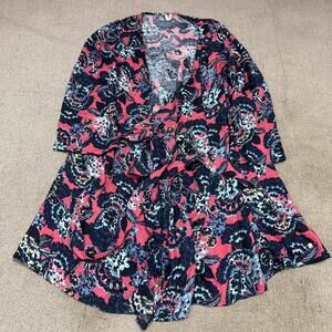 Roxy Wrap Dress Multicolored Floral Long Sleeve Women’s Size Medium